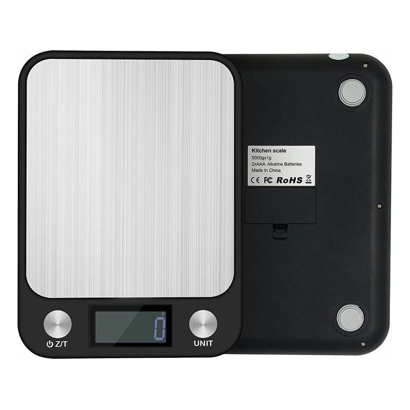 Flache Küchenwaage Aus Edelstahl, Kleine Elektronische Plattformwaage, Mini-waage Mit 5 Kg Tragkraft Für Lebensmittel Und Zum Kochen, Gramm-wägefunktion, Batteriebetrieben, Schwarz, 5 Kg 1 G
