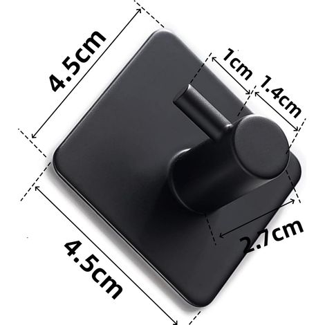 Aiducho 4-teiliges Klebehaken-set, 3 M, Für Badezimmerwand, Küchenhandtuchhaken, Bilderaufhängung Ohne Bohren, Selbstklebender Edelstahlhaken, Schwarz