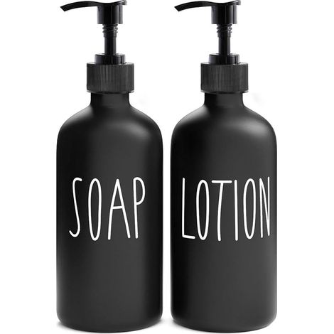 Set Mit 2 Schwarzen Glas-spendern Für Bad Und Dusche