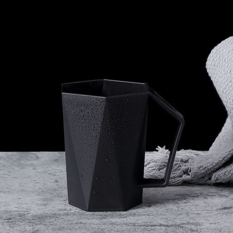2 Kunststoff-zahnbürstenbecher, Schlichte, Geometrische Mundwasserbecher Mit Griffen (schwarz)