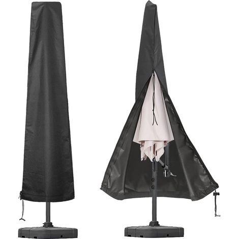 Schwarze, Wasserdichte Regenschirmhülle, 210d, 190 X 50 X 30 Cm, Mit Reißverschluss Und Kordelzug
