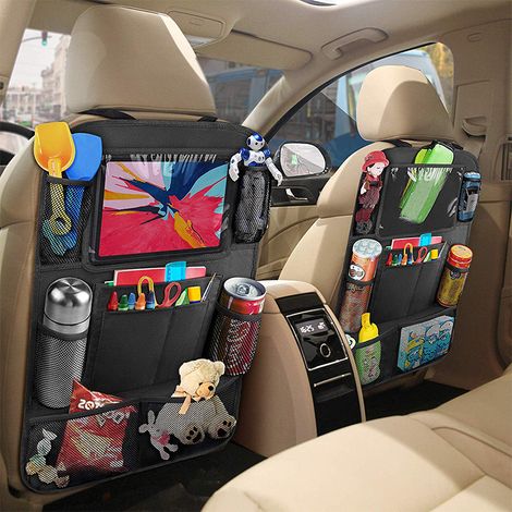 Set Mit 2 Universellen Ipad-halterungen Für Die Rückbank Im Auto, Mehrere Fächer, Schwarz