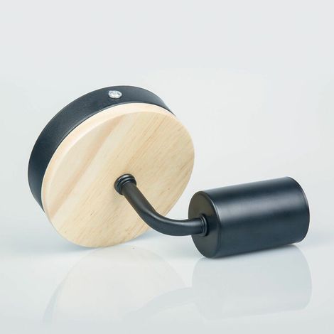 Simplicity E27 Led-wandleuchte, Schwarz, Wandleuchte Aus Eisen Und Holz Für Kinderzimmer, Schlafzimmer, Bar, Hotel (leuchtmittel Nicht Enthalten)