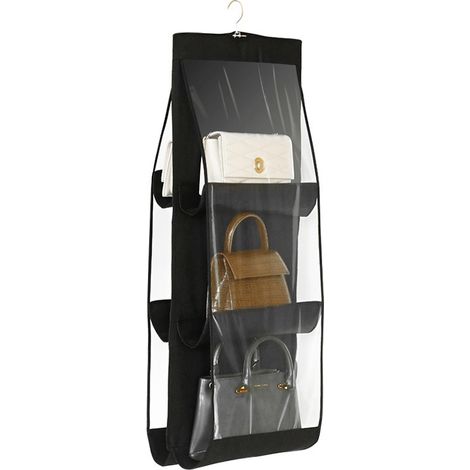 Hängender Handtaschenorganizer Mit 6 Fächern, Transparentem Seitenteil, Schwarz