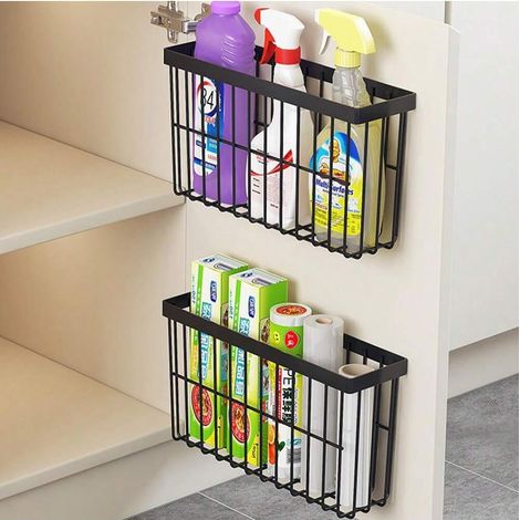 Set Mit 2 Aufbewahrungsboxen Für Küchenschranktüren, Selbstklebende Wandaufbewahrungsbox, Aufbewahrungsbox Für Kleine Gegenstände Im Schrank/badezimmer/kühlschrank
