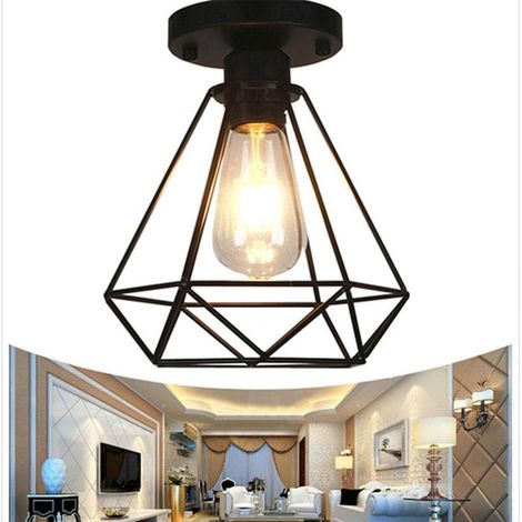 Retro-industrie-deckenleuchte, Metallkäfig, Schwarzes Eisen, Vintage-industrie-pendelleuchte Für Eingangsbereich, Veranda