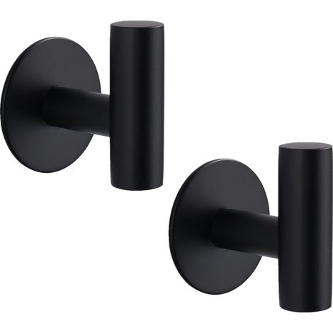 Yandls Hochleistungs-klebehaken Für Die Wand, Wasserfeste Edelstahl-duschhaken, Handtuchhaken Zur Wandmontage Für Bad Und Küche – 2er-pack, Schwarz