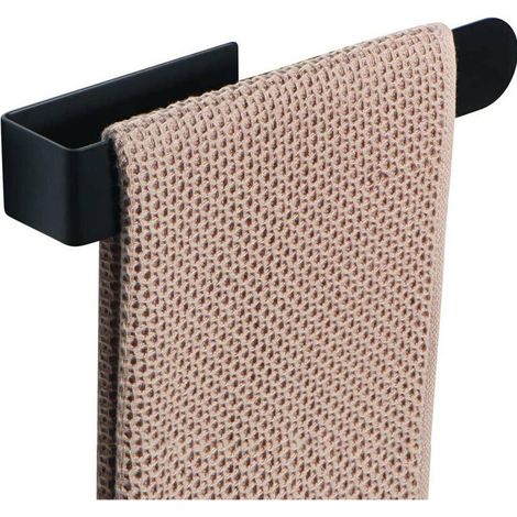 Schwarze Handtuchstange, Selbstklebender Handtuchhalter Aus Edelstahl Für Bad Und Küche, Kein Bohren Erforderlich (37 Cm)