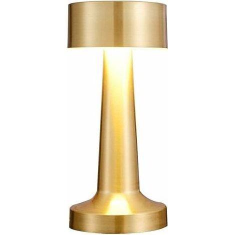 Wiederaufladbare Led-tischleuchte – Berührungssensor – 3 Helligkeitsstufen – 10 Stunden Akkulaufzeit – Goldfarbenes Metall – Für Bar, Restaurant, Schlafzimmer