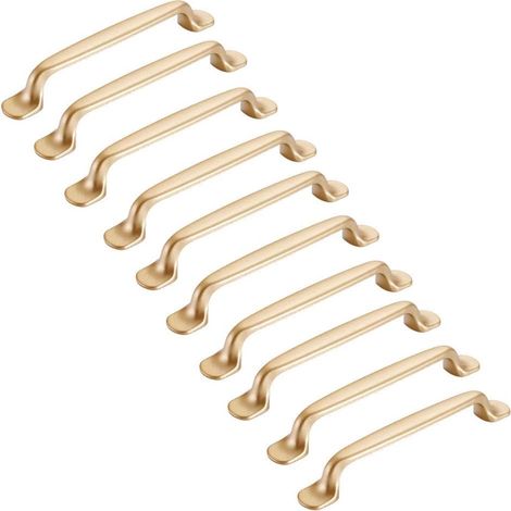 Tinor – Set Mit 10 Goldenen Schrankgriffen, 128 Mm – Zinklegierung – Inkl. Schrauben – Für Moderne Möbel – 163 X 20 X 23 Mm