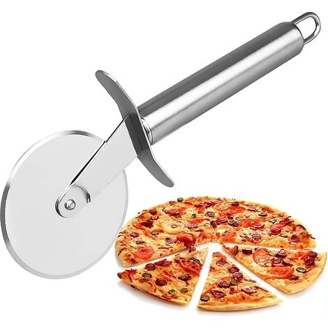 Pizzaschneider, Pizzaschneider Aus Edelstahl, Superscharfer Pizzaschneider Mit Rutschfestem Griff, Gebäckschneider, Leicht Zu Reinigen Und Zu Verstauen (silber)
