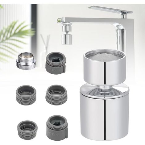 Aiducho Wasserhahn-luftsprudler, 360° Drehbarer Wasserhahnfilter Mit 2 Strahlarten, Spritzschutz, Entkalkung, Zubehör Für Bad- Und Küchenspülen, Wassersparend - Fm22