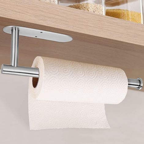 Küchenrollenhalter Ohne Bohren, Küchenrollenhalter Aus Edelstahl Zur Wand- Oder Unterbaumontage, Papierrollenhalter, Silber