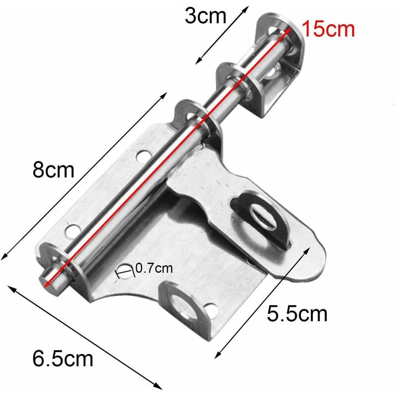 2-teiliges Schiebetürschloss, Verstärkter Edelstahlriegel Mit Vorhängeschlossloch, Sicherheitstürriegel Für Küche, Garten, Schlafzimmer, Kleiderschrank, 15 Cm (6 Zoll) – Silber