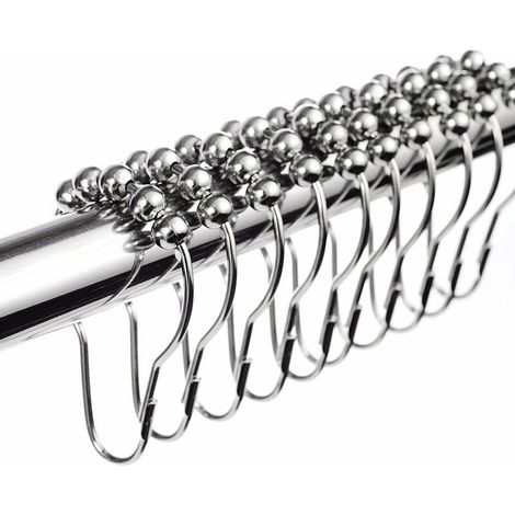 Verchromte Duschvorhanghaken Und -ringe Aus Edelstahl – 12 Stück – Silber