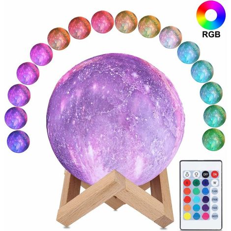 3d-mondlampe, Rgb-led-mondlicht Mit 16 Farben, 15 Cm Durchmesser, Kosmisches Sternenlicht, Usb-aufladbar Mit Fernbedienung, Stimmungslicht Für Schlafzimmer, Geschenk, Dekoration