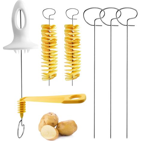 Manueller Spiral-kartoffelschneider, Manueller Gemüseschneider Mit 4 Gedrehten Und Geschwungenen Edelstahlrippen, Messer Für Pommes Frites, Zucchini, Gurken, Spiralen