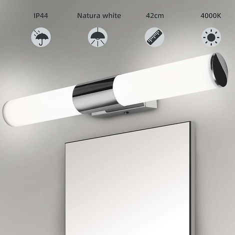 Led-badezimmerwandleuchte – 470 Lumen – 3000 K Warmweißes Licht – Chrommetall Und Glas – Wandmontage