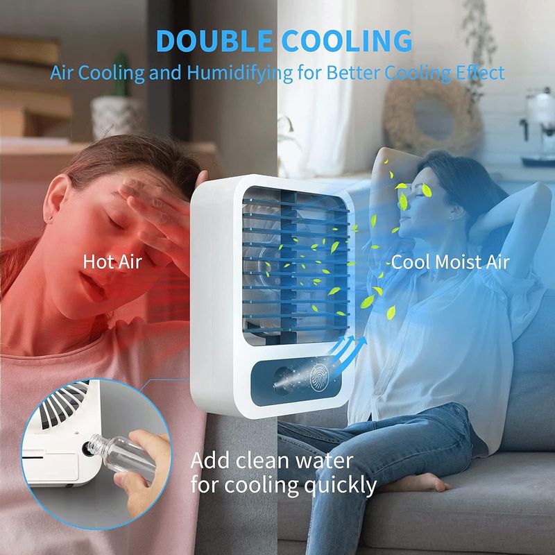 Mini-tischventilator, Nebelventilator Mit 60-ml-wassertank, 3 Geschwindigkeitsstufen, Usb-aufladbar, Leiser Ventilator, Ideal Für Zuhause, Büro Und Im Freien