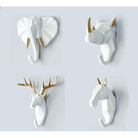 4 Haken, Kleiderhaken, Handtuchhaken, Garderobenhaken, Wandhaken, Schlüsselhaken, Einfacher Wandhaken, Weiß