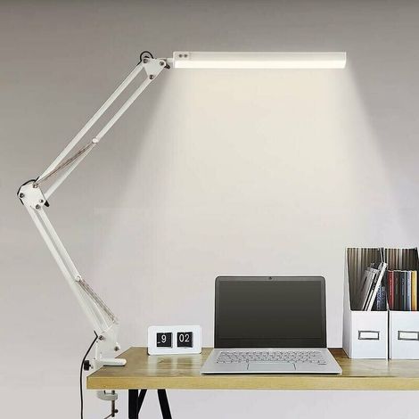 Faltbare Led-schreibtischlampe Mit Klemme – 10 Helligkeitsstufen – 3 Farbmodi – Augenschutz – Extra Breite Klemme