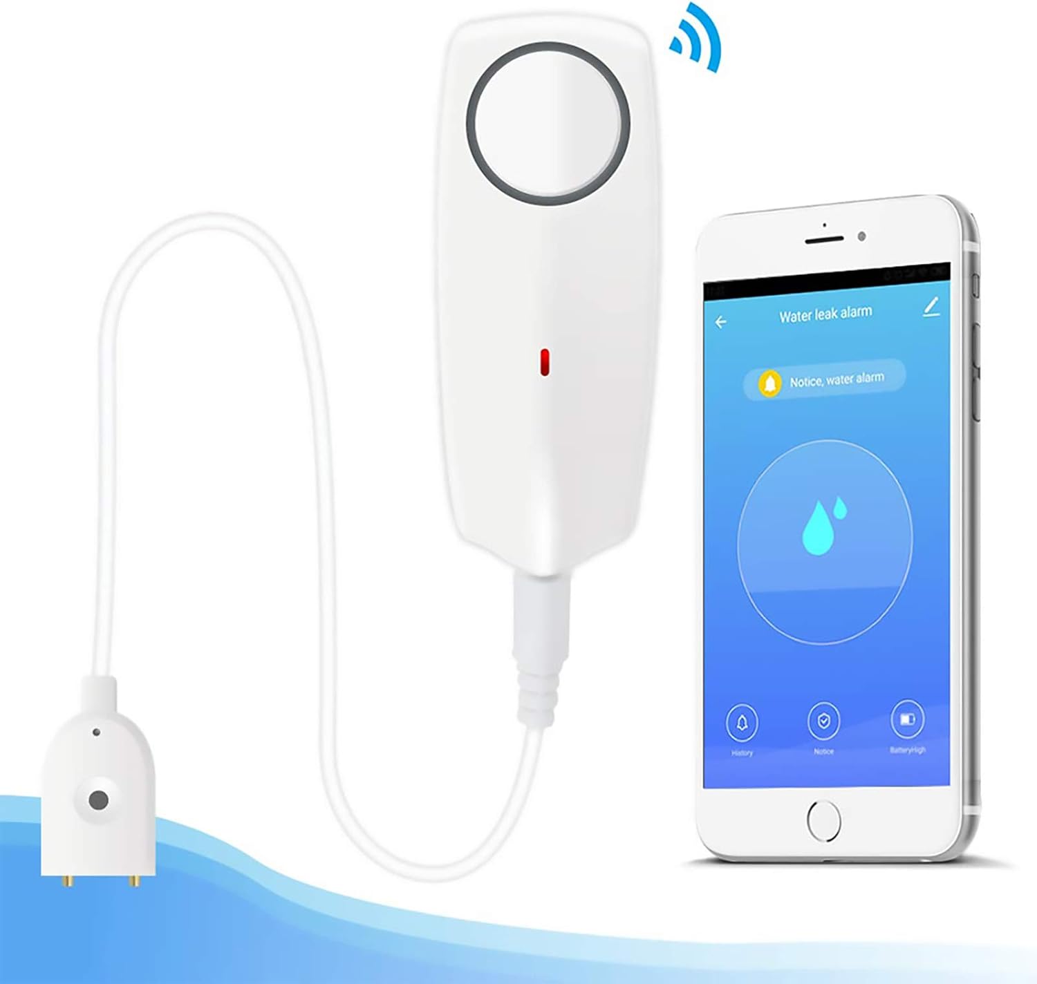 Tinor – Wlan-wassermelder Mit 60 Db Alarm – Fernüberwachung Für Spülbecken, Geschirrspüler Und Warmwasserbereiter – Einfache Installation