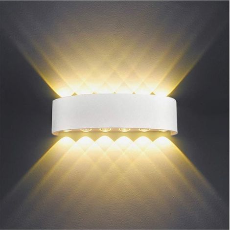 12w Weiße Led-innenwandleuchte Aus Aluminium, Moderne Up/down-spot-wandleuchte Für Wohnzimmer, Schlafzimmer, Flur, Treppenhaus, Gehweg (warmweiß)
