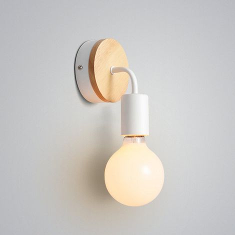 Wandleuchte Für Den Innenbereich, Industrielle Led-wandleuchte Für Den Innenbereich, Wandleuchten Aus Holz Für Wohnzimmer, Schlafzimmer (weiß)