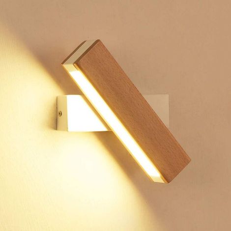Led-wandleuchte Für Den Innenbereich, 360° Drehbare Led-wandleuchte Mit Schlichter Massivholzoptik, Moderne Wandlampe Fürs Schlafzimmer, Warmweißes Licht