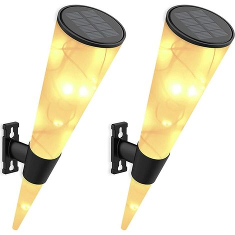 2 Sets Wasserdichte, Kabellose Solar-wandleuchten Für Den Außenbereich, Dekorative Beleuchtung, Warmweiße Und Helle Led-garten-stehlampen Für Die Terrassendekoration