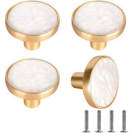 4er-pack Schubladen- Und Türgriffe, 32 Mm, Einlochig, Rund, Weiß