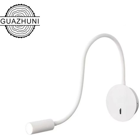 Wand-leseleuchte 3w Led 3000k Schwanenhals-leselampe, (weiß)