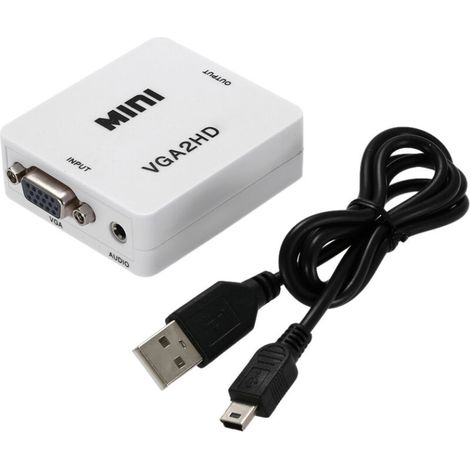 Hd-konverteradapter, Hd 1080p Vga Auf Hd (weiß), Für Hdtv-monitore Und Laptops