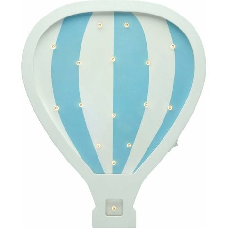 Hübsche Led-wandlampe In Ballonform Für Kinderzimmer, Kabellos, Mit Wippschalter, Holz, 0,4 W, Weiß, Blau