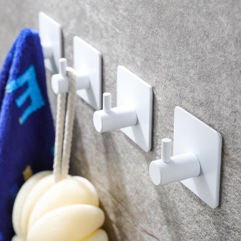 Selbstklebende Handtuchhaken, Robuste Wandhaken Zum Aufhängen Von Bademänteln/mänteln In Bad Und Schlafzimmer, Weiß, Edelstahl Sus-304, 4er-pack