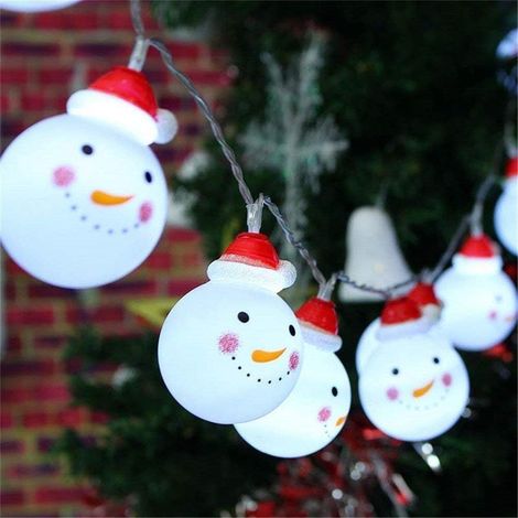 Lichterkette Für Den Außenbereich, Schneemann-lichterkette, Batteriebetriebene Dekorative Lichterkette, 2 M, 10 Leds
