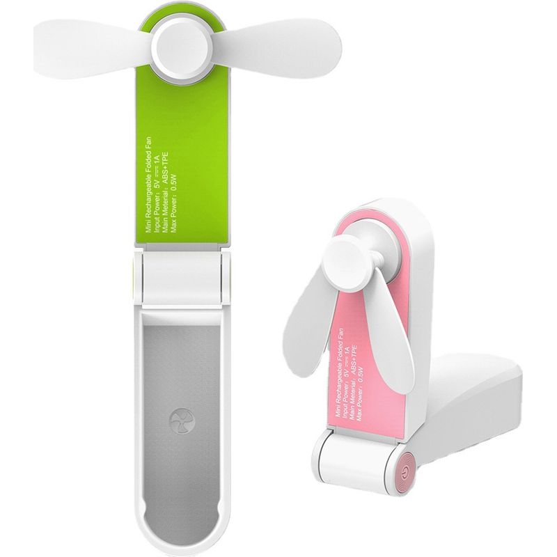 Mini-faltventilator Für Die Hosentasche, Tragbarer, Wiederaufladbarer Handventilator Mit Usb-kabel Für Reisen, Zuhause Und Outdoor-aktivitäten (doppelt Pink)