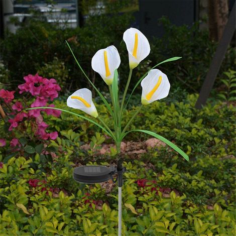 Solar-led-laterne, Dekorative Gartenleuchte Mit 4 Solarköpfen, Hufeisenförmig, Weiß
