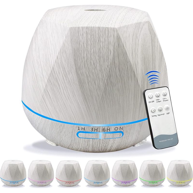 Ätherisches Öl-diffusor, 550 Ml, Ultraschall-aromatherapie-diffusor Mit Fernbedienung, Timer Und 7 Farbigen Led-leuchten, Luftbefeuchter Für Zuhause, Schlafzimmer, Büro (weiß)