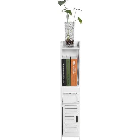 Badezimmerschrank, Weißes Holzregal Für Kleiderschränke, Stoffaufbewahrungsständer, Hoher Waschmaschinenschrank, Badezimmerschrank, Weiß, 80 X 15,5 X 15 Cm