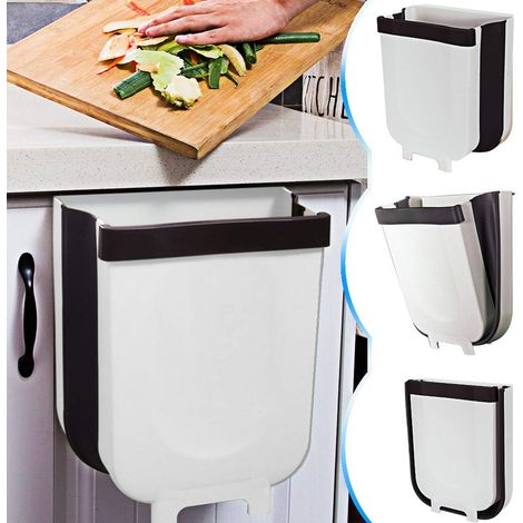 Zusammenklappbarer Wandmülleimer Für Küche, Auto, Zuhause, Büro, 9 L (weiß)