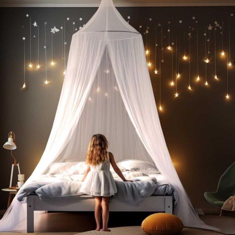 Ulisem Moskitonetz Für Betten, Einzel- Und Doppelbetten, Für Schlafzimmer, Einfach Zu Installieren, Ideal Für Reisen Und Zuhause (weiß)