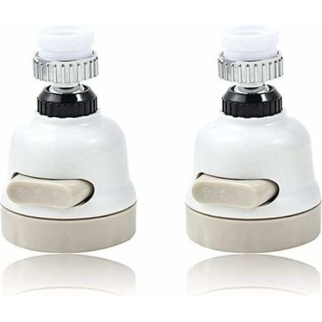Set Mit 2 Schwenkbaren Küchenarmaturenaufsätzen, Wassersparendem Strahlregler, 360° Drehbarem Auslauf, Spritzwassergeschütztem Aufsatz Mit Filter, Wassersparfunktion Für Die Küche – Weiß