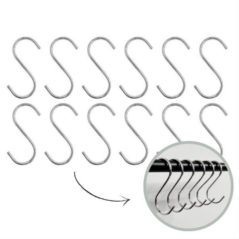 Hoya Living – Silberne S-haken – 12er-pack – 9,5 Cm (groß) – Kleiderhaken – Garderobenhaken – S-haken
