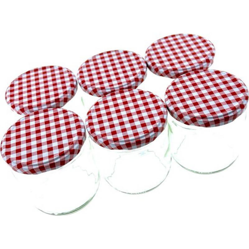 Marmeladengläser Aus Glas – 425 Ml – Rot-weiß Karierte Schraubdeckel – 18er-packung