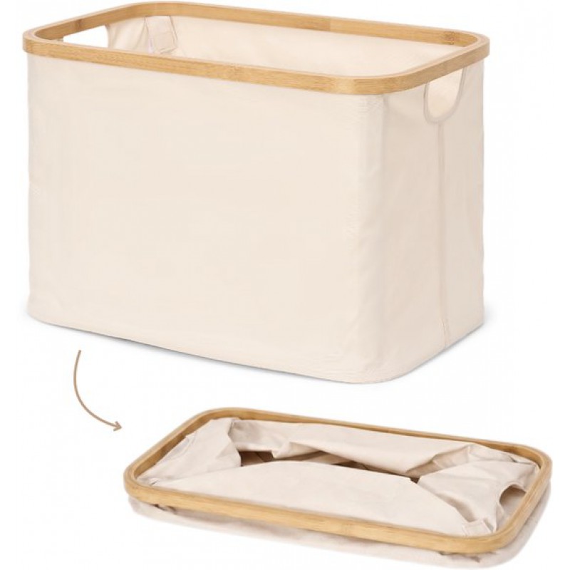 Faltbarer Wäschekorb – Wäschebox – Wäschekorb Mit Gürtel – 40 Liter – Stoff – Hellbeige
