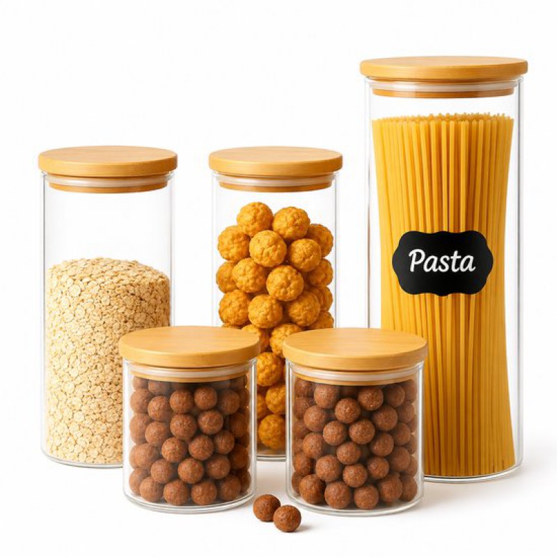 Einmachgläser – 5er-set – Gratis Wiederbeschreibbare Etiketten Und Stift – Gläser Mit Deckel – Bpa-frei – Bonbongläser