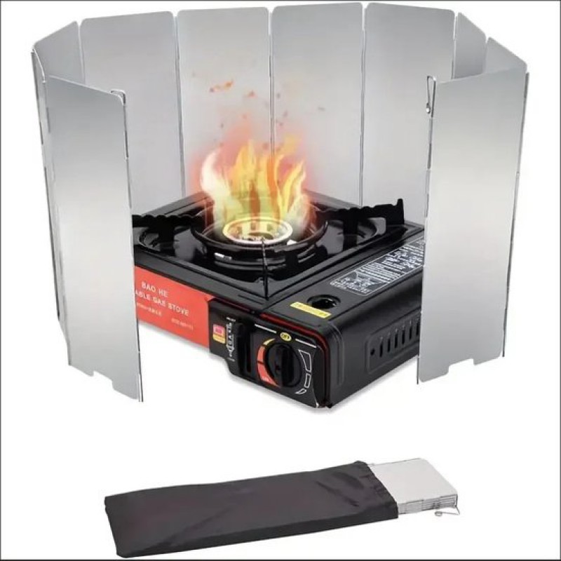 Beheizbare Windschutzscheibe Aus 8 Aluminiumplatten, Ideal Für Camping, Picknicks Und Kochen Im Freien.