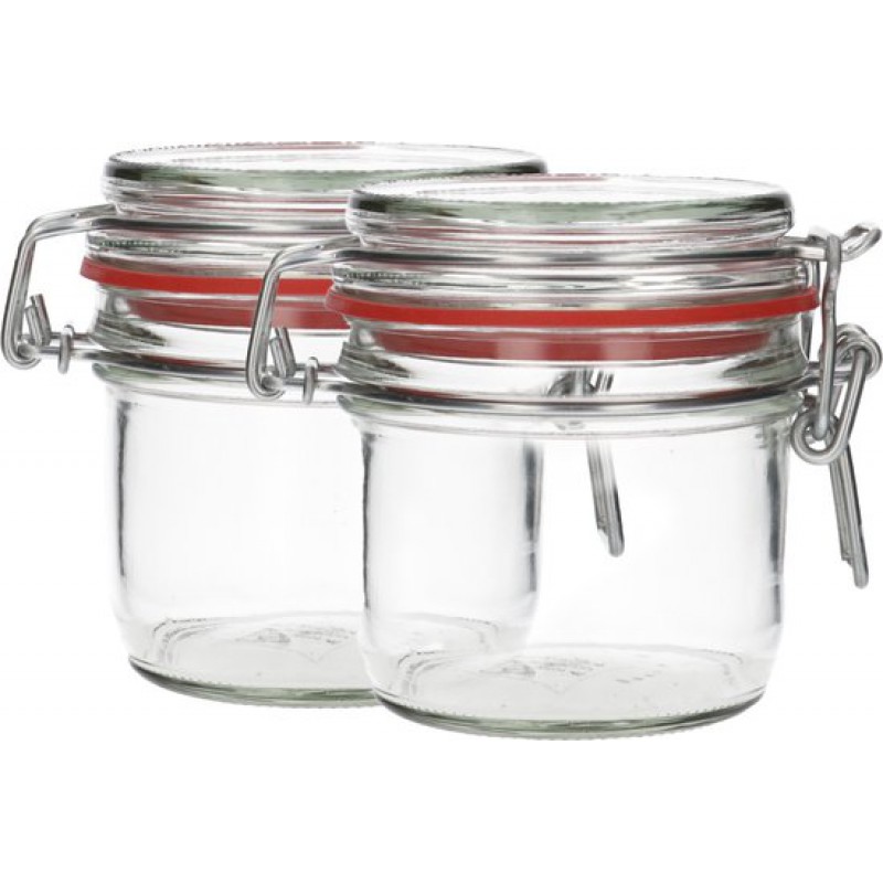 Set Mit 2 X 255 Ml Glasbehältern – Rund Und Klar – Vorratsgläser, Einmachgläser, Gläser Mit Deckel, Marmeladengläser – Wiederbefüllbar – Glas – 2er-set