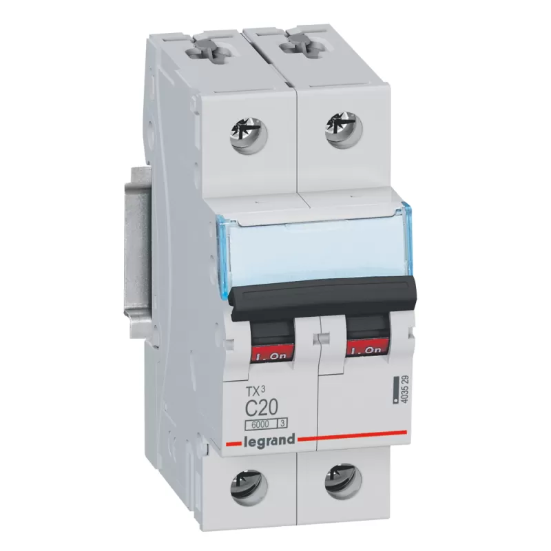 Legrand Tx3 Leitungsschutzschalter C-charakteristik, 20a, 2-polig, 6ka, 400vac, 2te 403529
